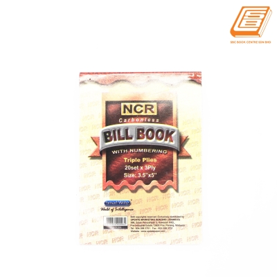 SW - NCR Bill Book 3ply - 3 x 20 set , 89mm x 127mm  -(0006)