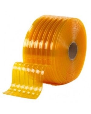 PVC STRIP CURTAIN CLEAR YELLOW RIBBED SIZE : 3MM x 300MM x 50MTR