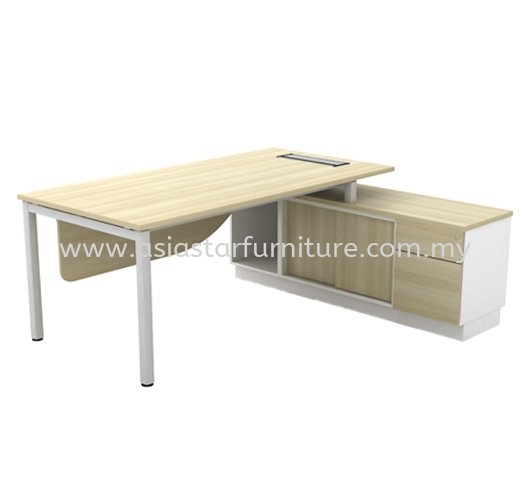 MUPHI DIRECTOR OFFICE TABLE METAL OCTAGON LEG C/W WOODEN MODESTY PANEL & SIDE CABINET - Top 10 Most Popular Director Office Table | Director Office Table Semenyih | Director Office Table Nilai | Director Office Table Sepang