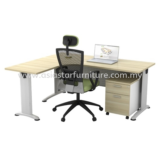 BERLIN L-SHAPE WRITING OFFICE TABLE/DESK - L-Shape Office Table Bandar Bukit Raja | L-Shape Office Table Sri Petaling | L-Shape Office Table Seri Kembangan | L-Shape Office Table Gombak