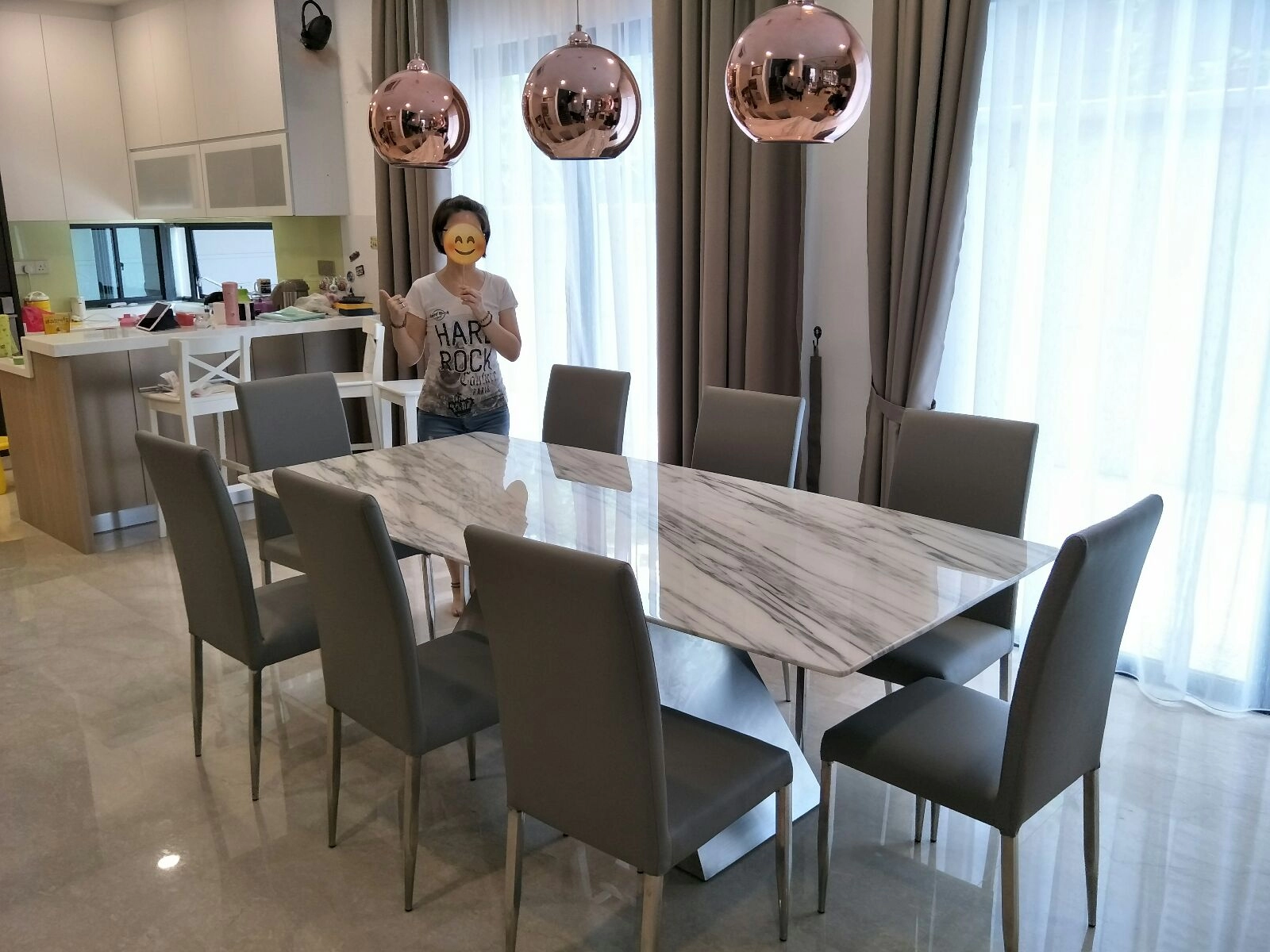Modern Dining Set From Italy - Arabescato Salita Marble