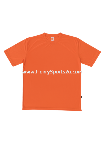 QD5607 Orange Oren Sport Quick Dry Round Neck Short Sleeve Plai Tee