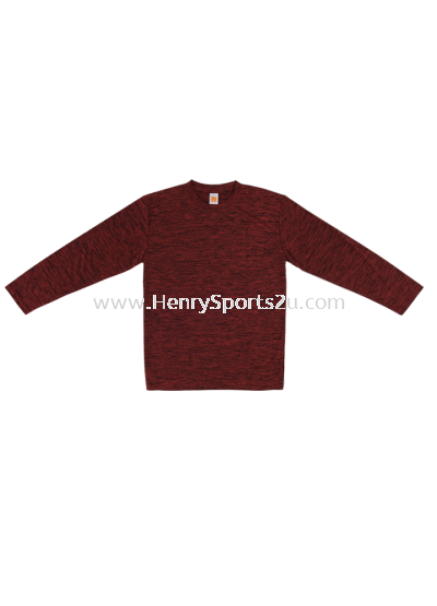 QD5105 Red Oren Sport Quick Dry Round Neck Long Sleeve Plain Tee