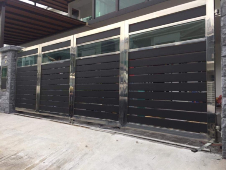 To installation Stainless steel aluminum wood gate door