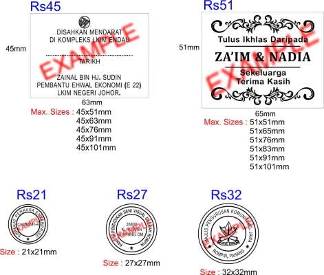 Rubber Stamp Holder Size Chart