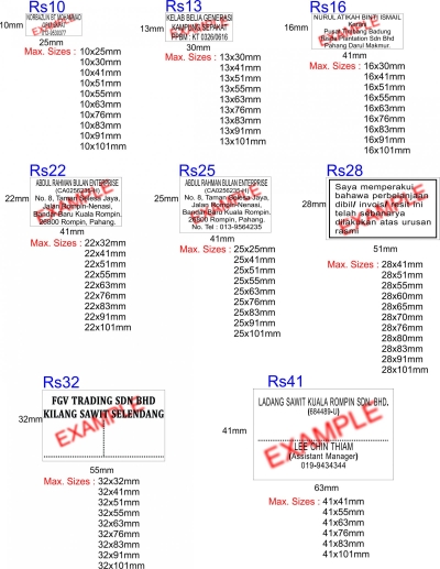 Rubber Stamp Holder Size Chart