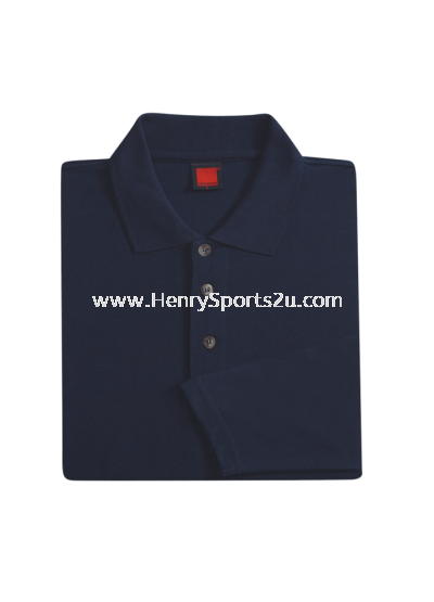 HC0901 Navy Oren Sport Honeycomb Long Sleeve Polo Tee