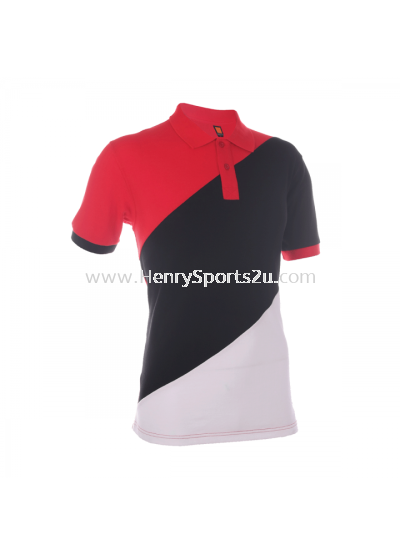 HC1605 Black & Red Oren Sport Honeycomb Short Sleeve Polo Tee