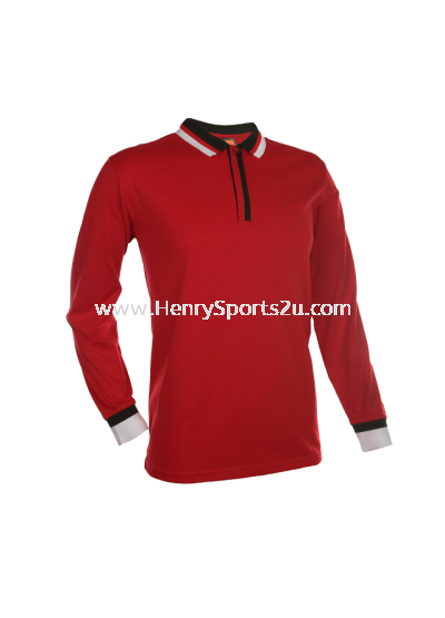 SJ0505 Red Oren Sport Single Jersey Long Sleeve Polo Tee