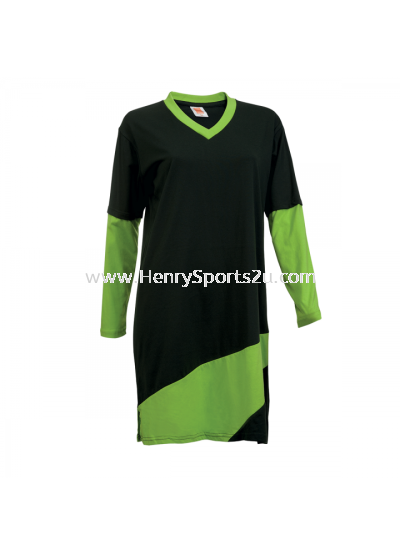 SK0115 Forest Green & Lime Green Oren Sport Muslimah Round Neck