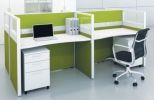 4 gang call centre workstation with full board and half glass partition AIM Slim Block System Office Workstation