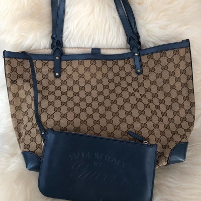 (SOLD) Gucci Shoulder Tote with a Small Leather Pouch