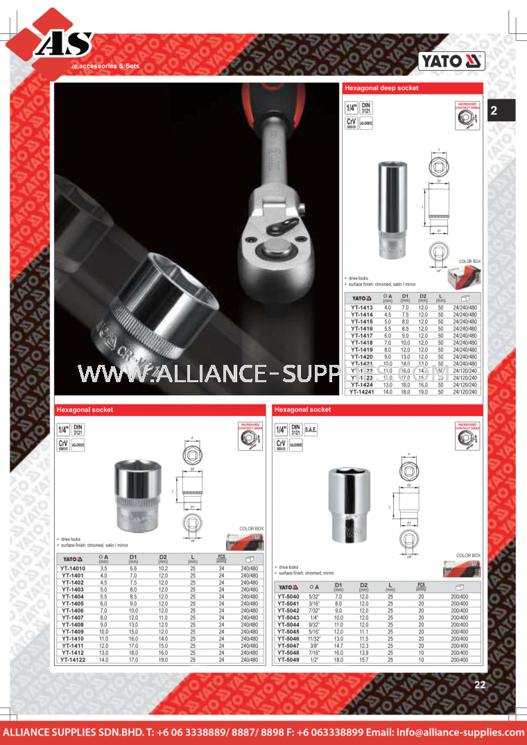  YATO Sockets, Accessories & Sets YATO Sockets, Accessories and Sets YATO