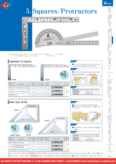 SHINWA Japanese Try Square & Miter Gauge