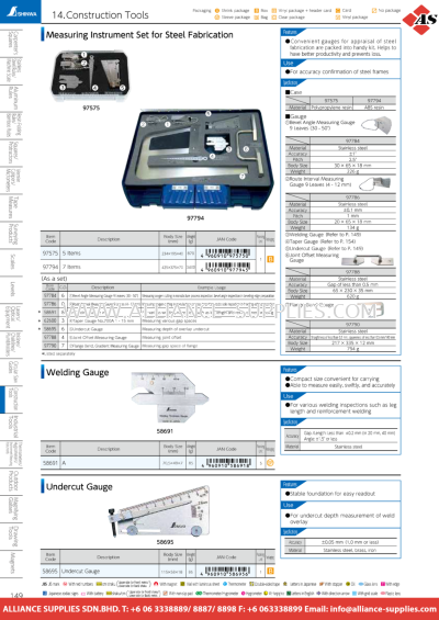 SHINWA Measuring Instrument Set for Steel Fabrication Log Scriber