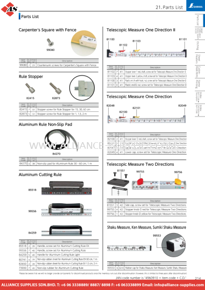 SHINWA Parts List