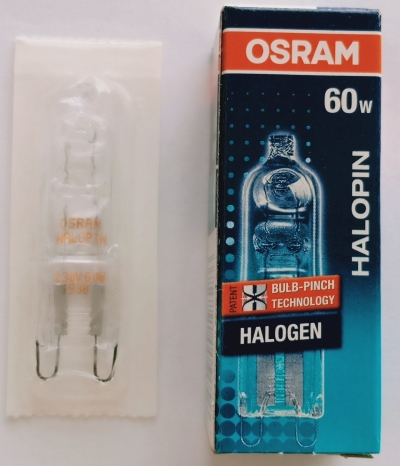 Osram 230V 60W G9 Clear & Frosted Halogen Lamp