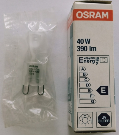 Osram 230V 40W G9 Frosted Halogen Lamp