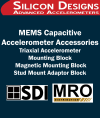 Triaxial Accelerometer Mounting Block / Magnetic Mounting Block / Stud Mount Adaptor Block MEMS Capacitive Accelerometer Accessories SILICON DESIGNS