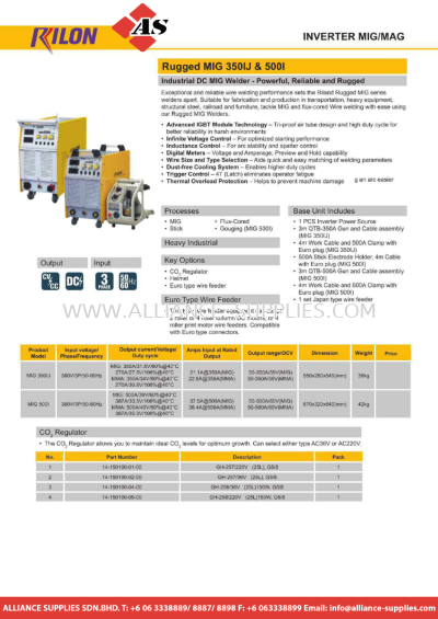  RILON INVERTER MMA/RC Rugged MIG 350IJ & 500I