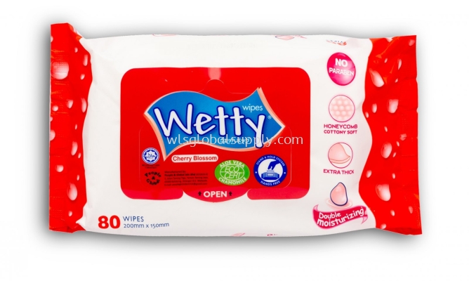 Wetty Cherry Blossom Wet Wipes 80 PCS