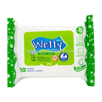 Wetty Antibacterial Fragrance Wet Wipes 30 PCS