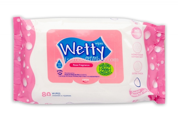 Wetty Rose Wet Wipes 80 PCS