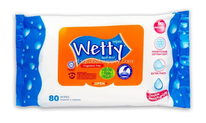Wetty Fragrance Free Wet Wipes 80 PCS