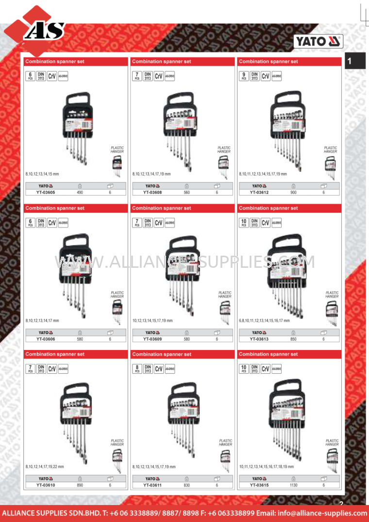 YATO Combination Spanners Set YATO Spanners YATO