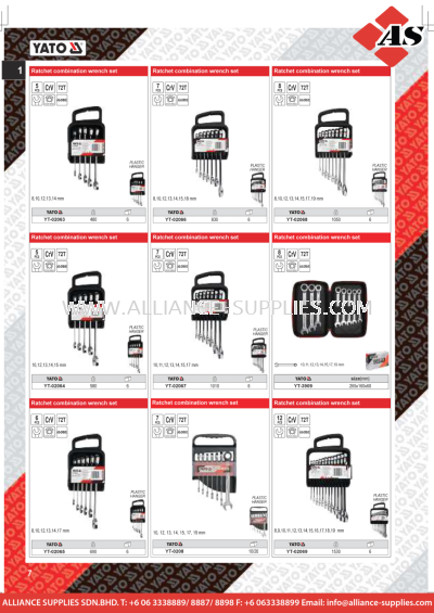 YATO Ratchet Combination Wrench Set / Non-Slip / Rapid Ratchet Combination Wrench 