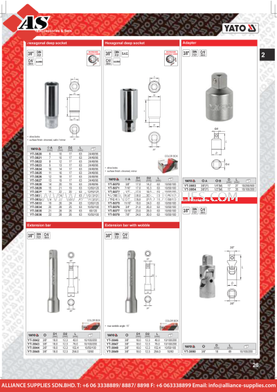 YATO Hexagonal Deep Socket / Extension Bar / Adapter / Universal Joint