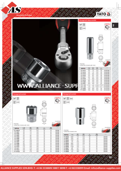 YATO Hexagonal Socket / Hexagonal Deep Socket