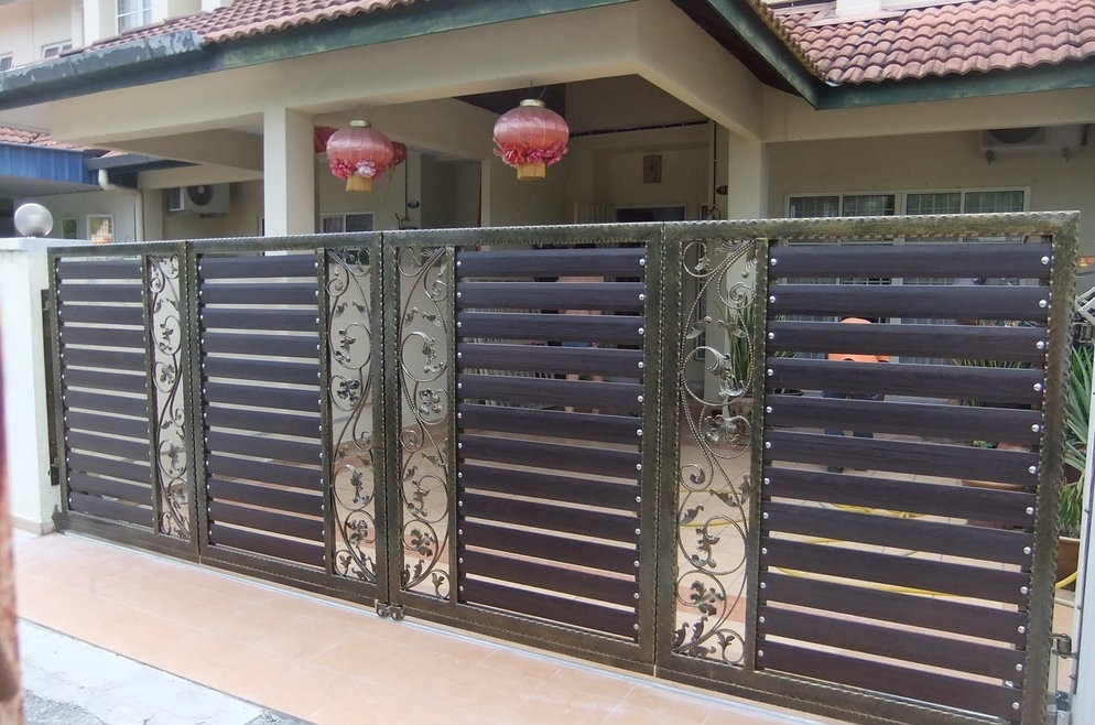 Contoh Reka Bentuk Gate Wrought Campur Aluminium Reka Bentuk Besi Tanpa(Wrought Iron) Pintu Pagar Rujukan Reka Bentuk UbahSuai Malaysia