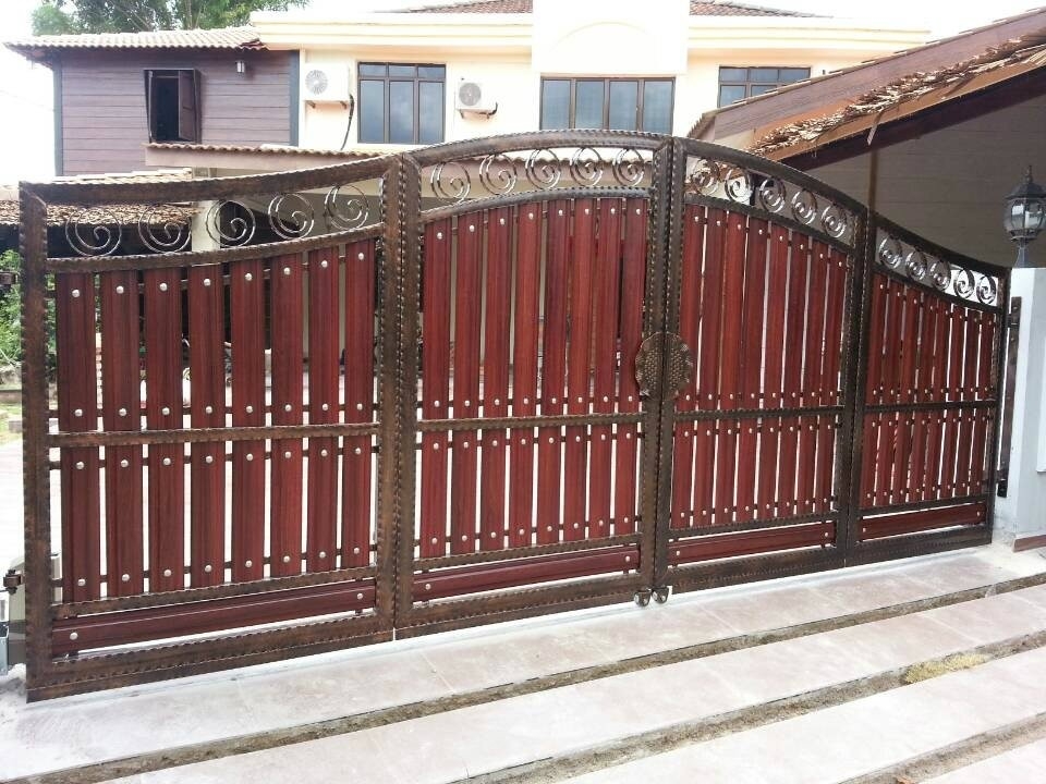 Contoh Reka Bentuk Gate Wrought Campur Aluminium Reka Bentuk Besi Tanpa(Wrought Iron) Pintu Pagar Rujukan Reka Bentuk UbahSuai Malaysia