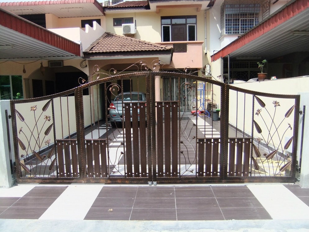 Contoh Reka Bentuk Gate Wrought Campur Aluminium Reka Bentuk Besi Tanpa(Wrought Iron) Pintu Pagar Rujukan Reka Bentuk UbahSuai Malaysia