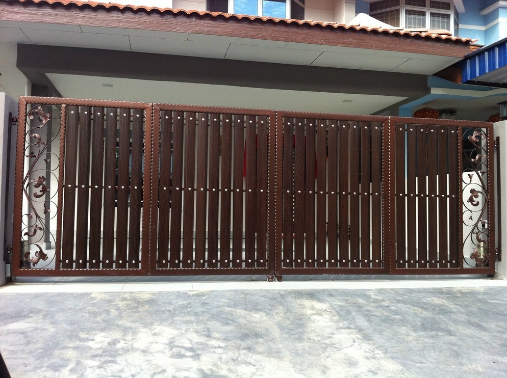 Contoh Reka Bentuk Gate Wrought Campur Aluminium Reka Bentuk Besi Tanpa(Wrought Iron) Pintu Pagar Rujukan Reka Bentuk UbahSuai Malaysia