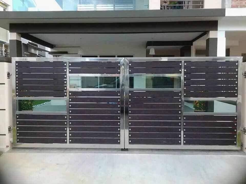 Contoh Reka Bentuk Pintu Pagar Steel Mix Aluminium  Pintu Pagar Stainless Steel & Aluminium Campur Pintu Pagar Rujukan Reka Bentuk UbahSuai Malaysia