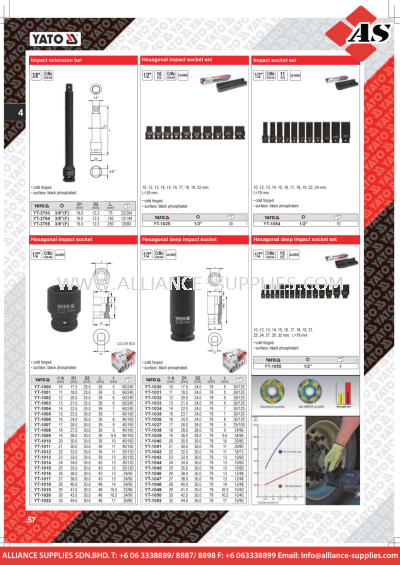  YATO Impact Extension Bar / Hexagonal Impact Socket Set / Impact Socket Set 