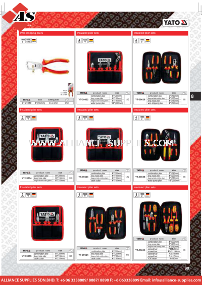 YATO Wire Stripping Pliers / Insulated Plier Sets  