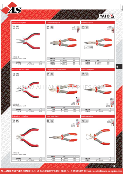 YATO Flat Nose Mini / Combination / Round Nose Mini / Diagonal Side Cutting / Round Nose Pliers