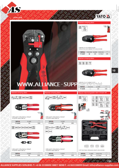 YATO Ratchet Crimping Pliers / R Quick Interchangeable Ratch Climper