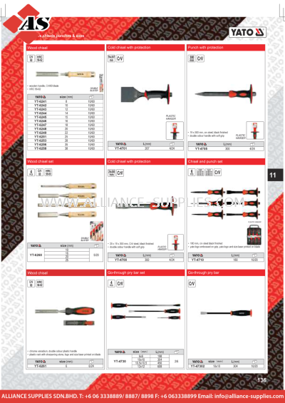 YATO Wood Chisel / Wood Chisel Set / Cold Chisel with Protection / Punch with Protection