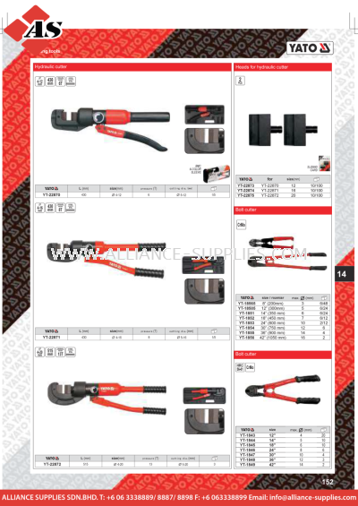 YATO Hydraulic Cutter / Heads For Hydraulic Cutter / Bolt Cutter