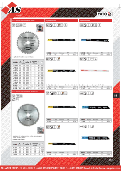 YATO TCT Circular Saw Blade For Wood / TCT Circular Saw Blade For Aluminium 