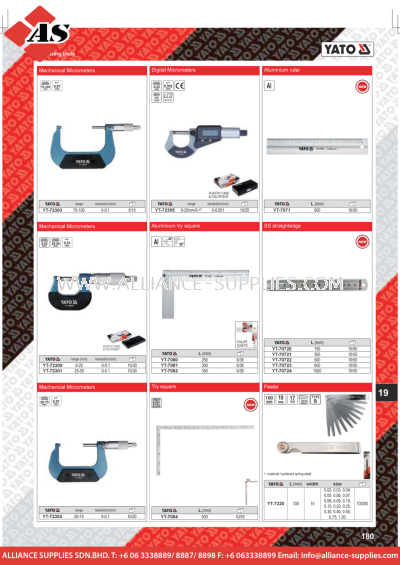 YATO Mechanical Micrometers / Digital Micrometers / Aluminium Ruler / Aluminium Try Square