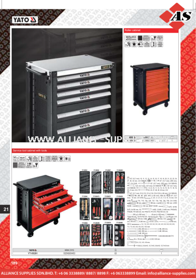     YATO Roller Cabinet YT-09000 / Service Tool Cabinet With Tools YT-55291