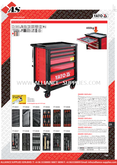 YATO Service Tool Cabinet With Tools YT-5530