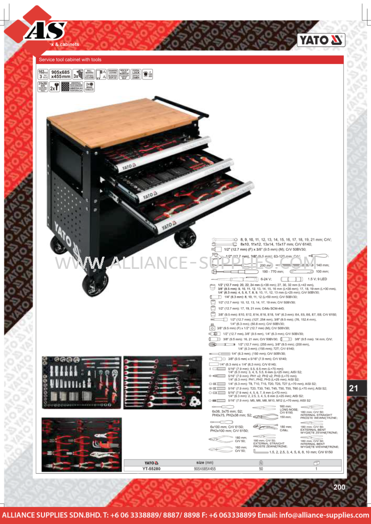 YATO Service Tool Cabinet With Tools YT-55280 YATO Tool Box & Cabinets YATO