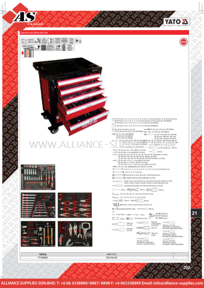 YATO Service Tool Cabinet With Tools YT-55303