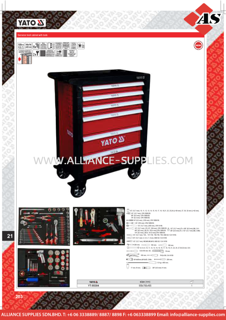 YATO Service Tool Cabinet With Tools YT-55304 YATO Tool Box & Cabinets YATO